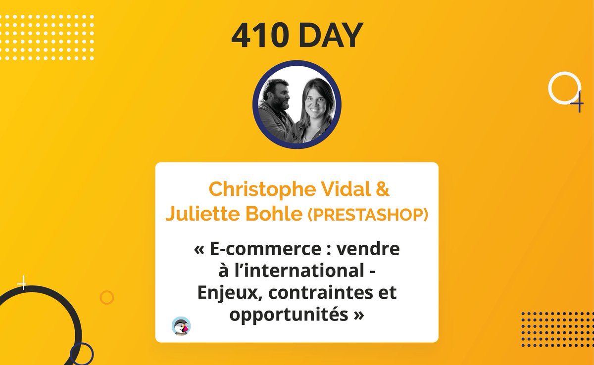 #410Day EN CE MOMENT : le webinar de <a href="/christophevidal/">Christophe Vidal</a> avec Juliette Bohle de chez <a href="/PrestaShop/">PrestaShop</a> sur le e-commerce à l'international ! 

Il n'est pas trop tard, inscription juste ici ➡️ 410-gone.fr/blog/410-day.h…