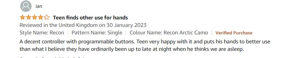 Spencomms's tweet image. My #Xboxonecontroller is buggered due to playing #FIFA23 too much, therefore I&apos;m looking up unofficial alternatives and found this WORLDIE of a review.

Whoever Ian is well done sir