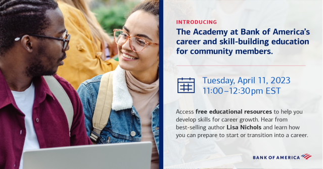 I’m so excited my company, <a href="/BankofAmerica/">Bank of America</a>, is offering free virtual education to our community members to help them gain professional skills to further their growth. Skill-based education is a critical tool for career advancement. Learn more: bit.ly/3Ugj3GV