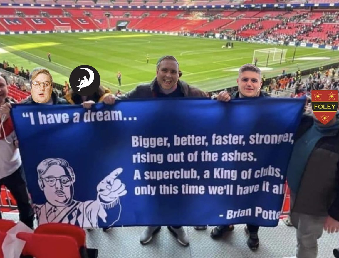 Golden and Big Ben are my biggest fans. So much so they want to combine with Phoenix Nights FC for 23/24 season as a final attempt to win some trophies. Put your flag away boys, it’s not happening #MoreTeamMergesThanTrophies #BottlejobsFC #KingBrianPotter