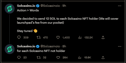 JonnyyFake's tweet photo. Waking up to see some news on Solcasino 

This wallet has been buying the dip and bought another 20 nfts 45mins before the announcement of Solcasino 

Then mass listed  50 nfts after that, wen he got caught he delisted all. 

Lucky? Lucky deez nuts. https://t.co/xgzXpZDfRQ