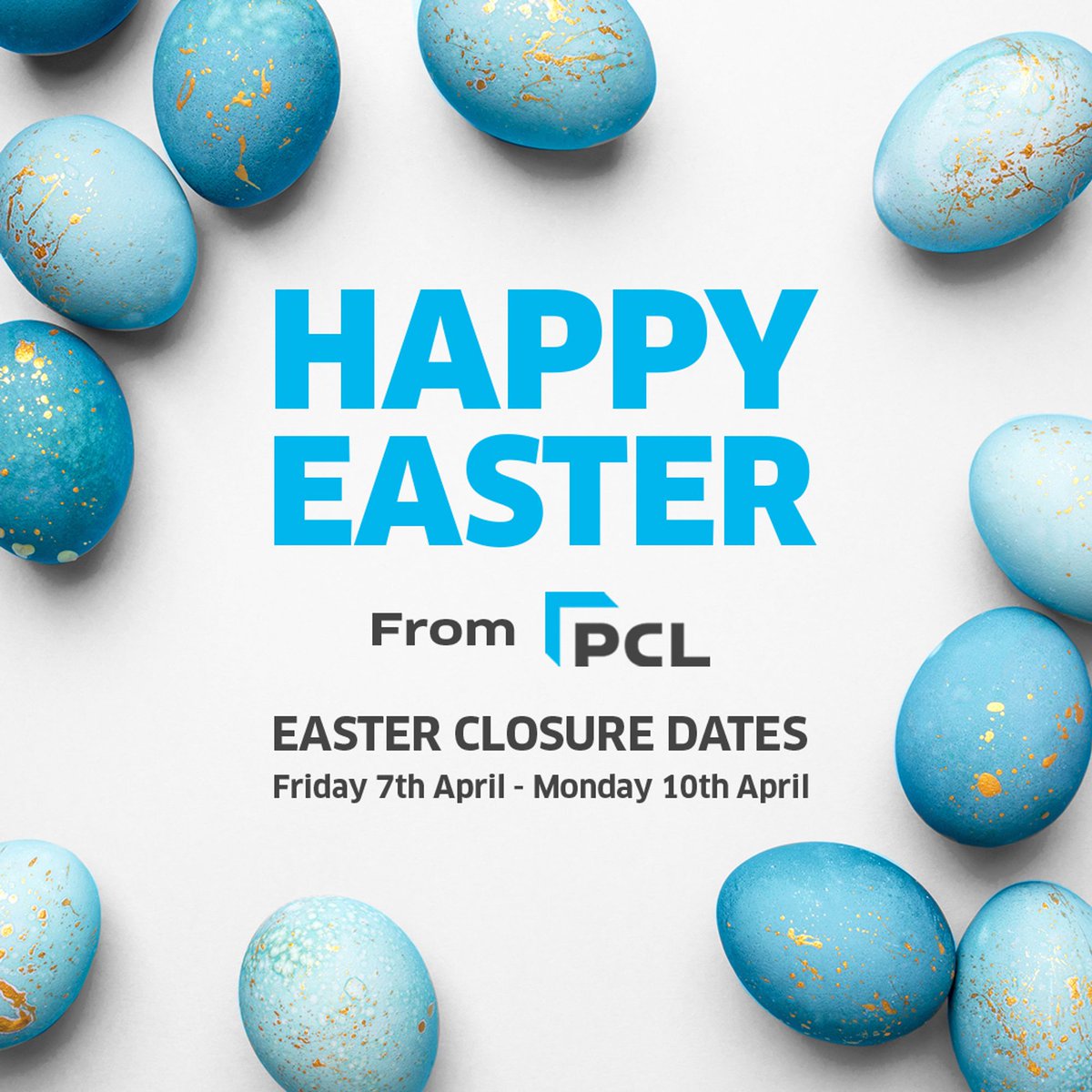 Happy Easter from PCL! 🐇

We will be closed from Friday 7th April over the Bank Holiday and open as usual on Tuesday 11th April.