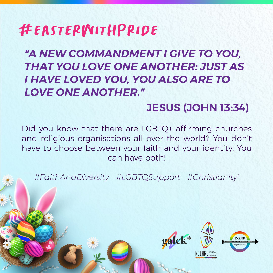 INENDorg's tweet photo. #EasterWithPride
A New Commandment I Give To You, That You Love One Another: Just As I Have Loved You, You Also Are To Love One Another." - Jesus (John 13:34) #FaithAndDiversity #LGBTQSupport #QueerEaster https://t.co/A9PZvNtCWQ