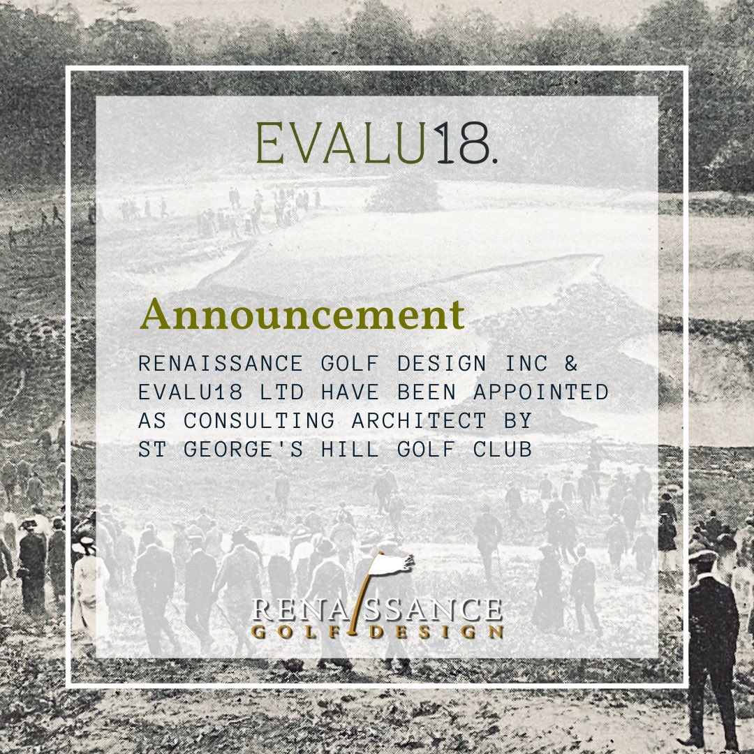 evalu18golf's tweet photo. ANNOUNCEMENT 📣
-
We are happy to announce that Renaissance Golf Design and Evalu18 have been appointed as Consulting Architects for Harry Colt’s St George’s Hill Golf Club. @StGeorgesHillGC The team includes: @bschneider126 @mosergolf @CunninGolf @manfescue https://t.co/Wc4VF7OxUO