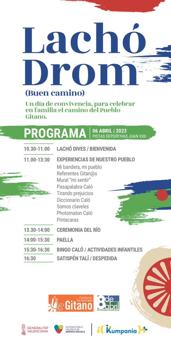 gitanos_org_ALI's tweet photo. 💙❤️💚
Todo listo para celebrar un nuevo #8deAbril #DiaPuebloGitano
—
Os esperamos en las pistas deportivas de JuanXXIII a partir de las 10.30 con muchas actividades para grandes y pequeños
💙❤️💚 https://t.co/yc8qYWufh0