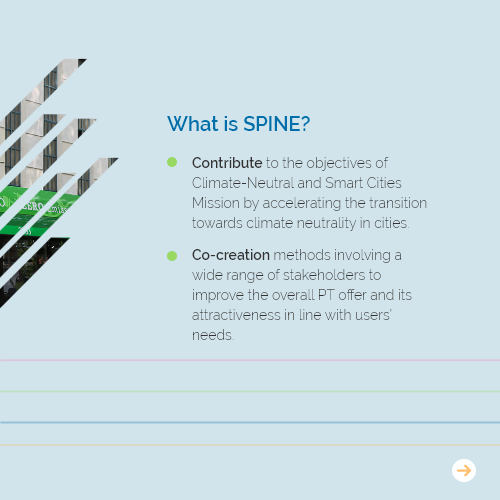 project_spine's tweet photo. 🚃 The vision of the SPINE project is to accelerate progress toward climate neutrality by reinforcing public transport systems. 
🚲 To learn more about the project, check out SPINE in a nutshell part 1 below.

#ClimateNeutral #PublicTransport #SmartMobility https://t.co/fIkz4o5uVx