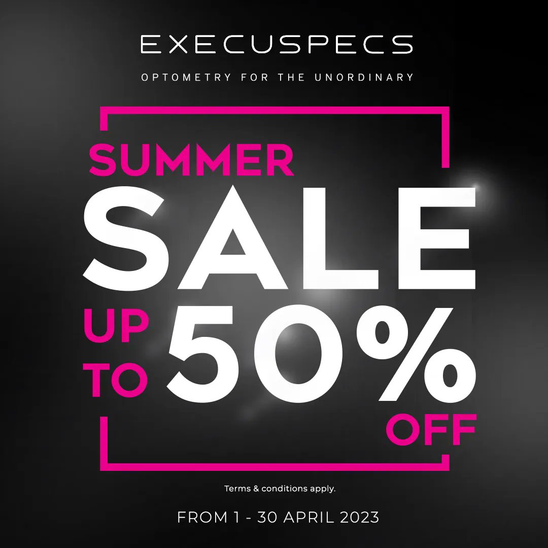 BaywestmallPE's tweet image. Get up to 50% off selected frames and sunglasses at the @ExecuspecsSA Summer Sale this April! 
Brands include Police, Oakley, Ray-Ban, Vogue and Carolina Herrera to name a few.
Shop in-store at Execuspecs in Baywest Mall today! Yours in eyewear fashion.
#execuspecs
