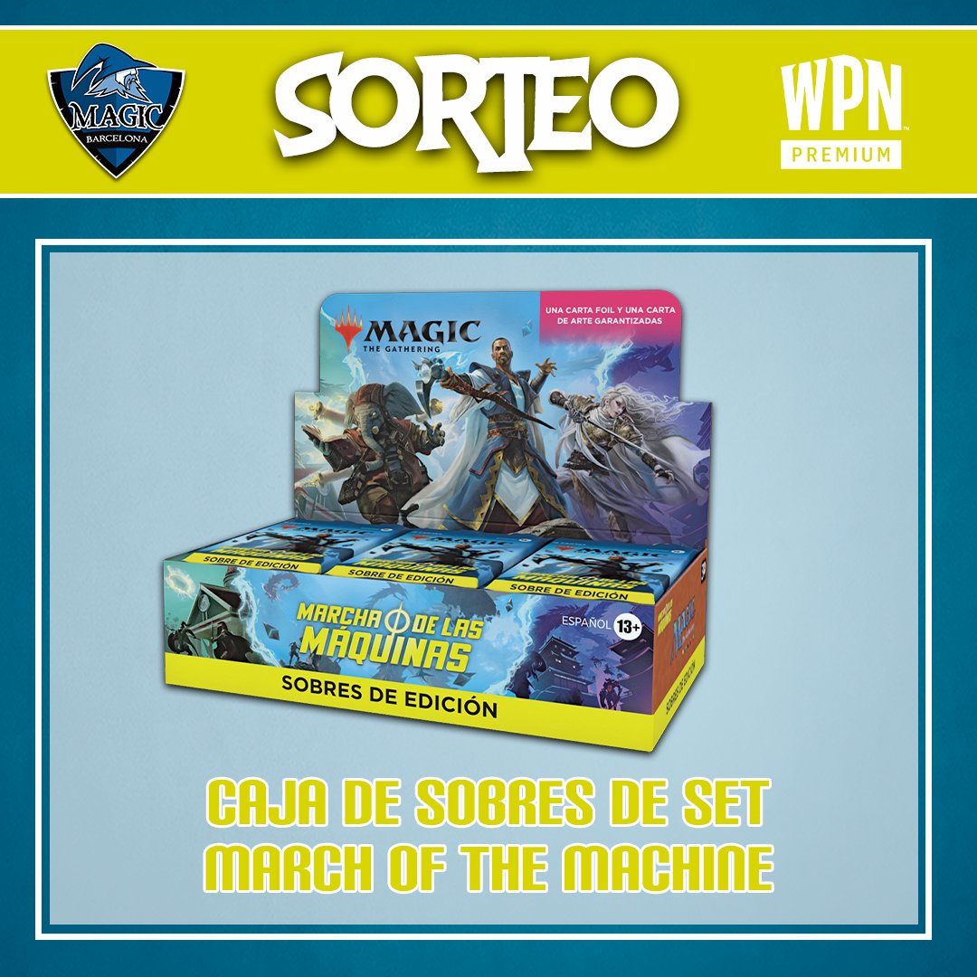 💥 ¡Llega el épico final de la batalla más grande de #MTG! 

Y, para celebrar el lanzamiento de #MTGMOM, ¡vamos a sortear una caja de set!

¡Sigue estos pasos! ⤵️

🔹Síguenos
🔹Haz RT
🔹Etiqueta a 2 amigos

¡Tienes hasta las 09:59 del jueves día 13 de abril para participar!