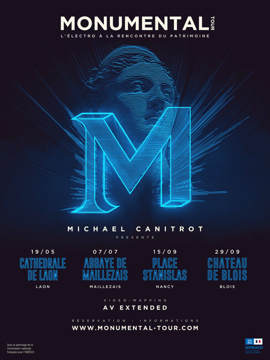 La nouvelle saison du #MonumentalTour est lancée !🚀
Retrouvez-nous cette année pour 4 shows dans 4 monuments exceptionnels.
+ d'infos : monumental-tour.com 
#Patrimoine #Electro #ArtDigital