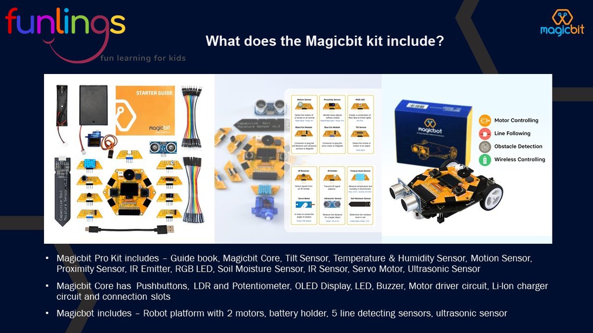 funlingsent's tweet image. Introducing Magicbit by Funlings - the next big thing in STEM education for future innovators. With cutting-edge IoT and robotics kits, mobile app, and intensive training programs, Magicbit prepares children for the demands of the tech-driven world. #STEMeducation #Funlings