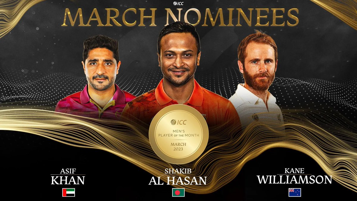 shihabahsankhan's tweet image. Shakib Al Hasan nominated for ICC Men's Player of the Month for March 2023. 

#ICC #Shakib #SAH75