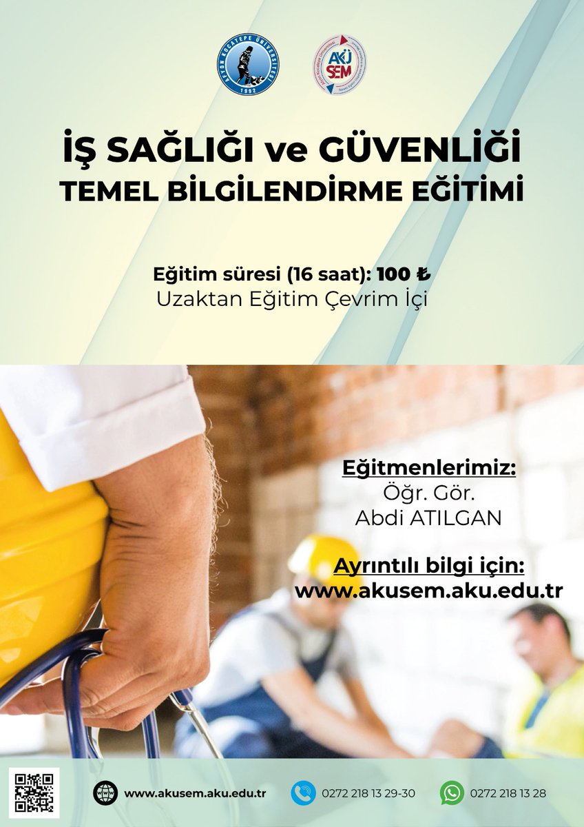 📢📢Başvurular devam ediyor📢📢
BAŞVURUNU YAP ! 
 EĞİTİMİNİ TAMAMLA ! 
 SERTİFİKANI KAP ! 

  Ayrıntılı bilgi ve İletişim için ;   akusem.aku.edu.tr