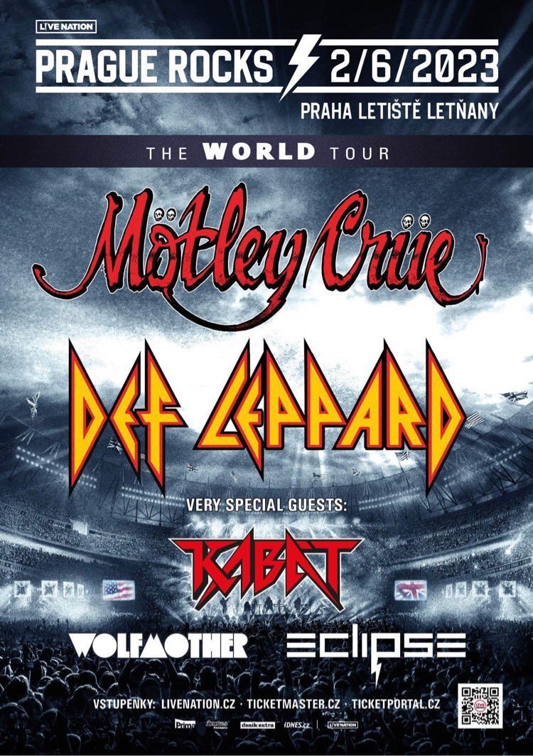 Playing with these guys in #prague this summer. Incredibly honored! @DefLeppard @MotleyCrue @wolfmother @LiveNationCZ #kabat