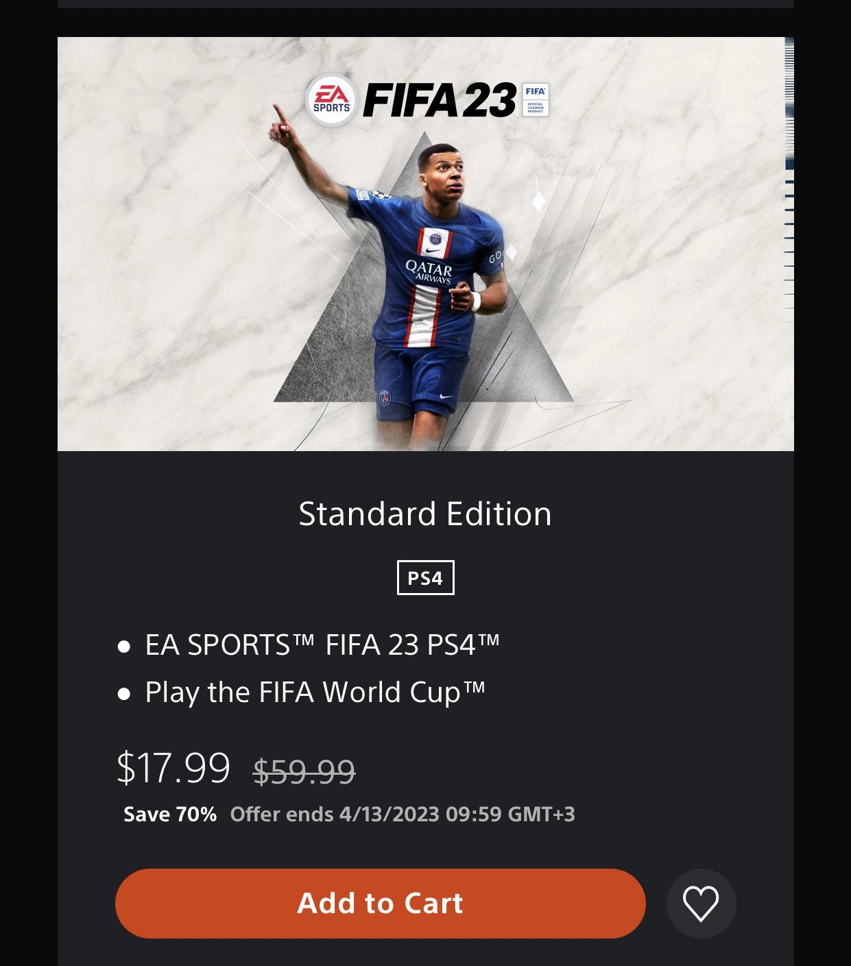 Theo on X: FIFA 23 standard edition on offer at $17 for ps4 and