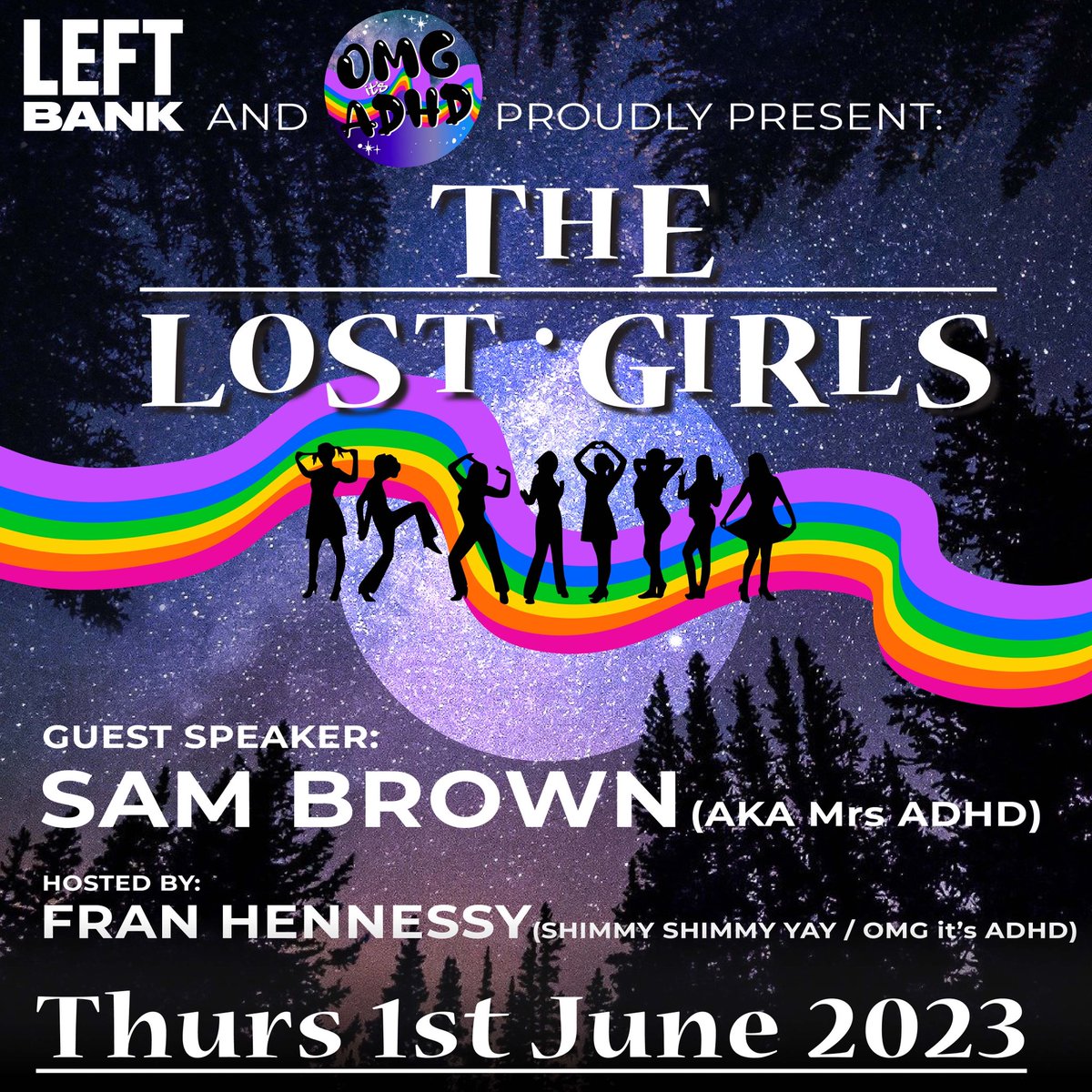As a woman who has been diagnosed with ADHD in my 50s I am really proud to be presenting this fantastic event at LeftBank exploring late diagnosis ADHD in women and girls along with Fran Hennessey❤️ tickets tickettailor.com/events/leftban…?