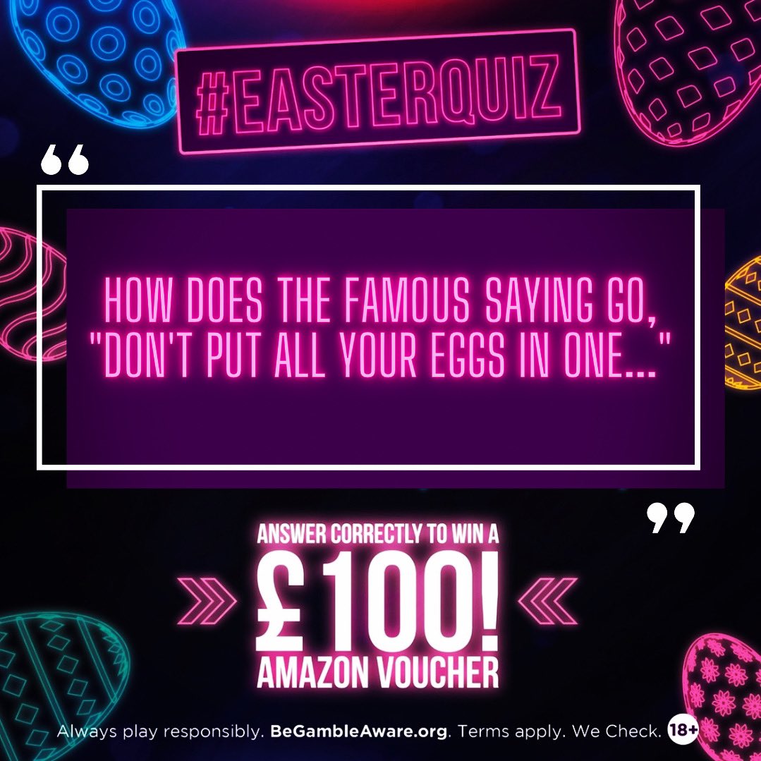 thephonecasino's tweet image. #EasterQuiz Complete the popular phrase and one of you lucky lot will win a £100 Amazon Voucher! 
➡You have from now until Monday 10th at midnight to ENTER!
➡Winner announced by 5pm Tuesday 11th April.
Can enter via all socials. 1 winner across all. 18+. Terms Apply.