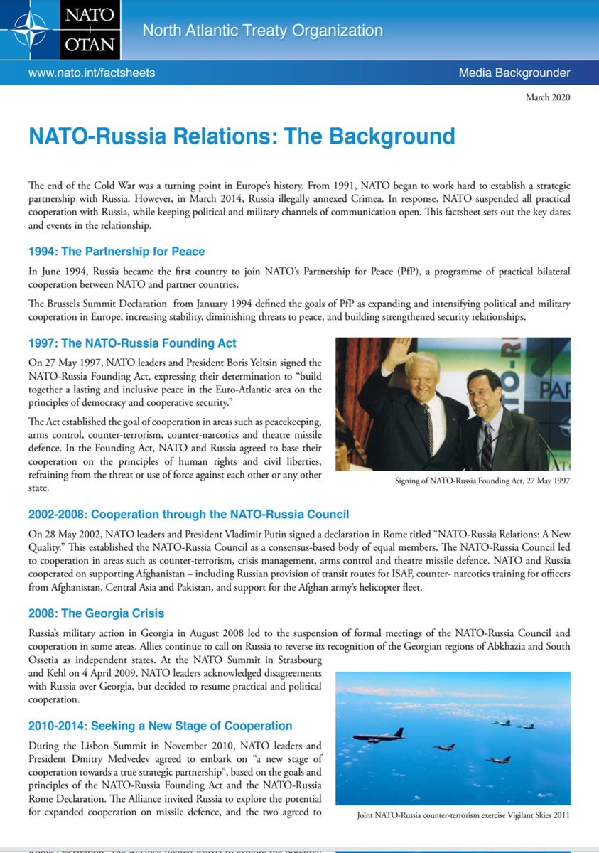 La Nato era talmente brutta, cattiva e puzzolente (cit. Avv. Catania) che la Russia fino al 2008, data di invasione della Georgia, era la più stretta collaboratrice
#PutinWarCriminal 
#SlavaUkraini