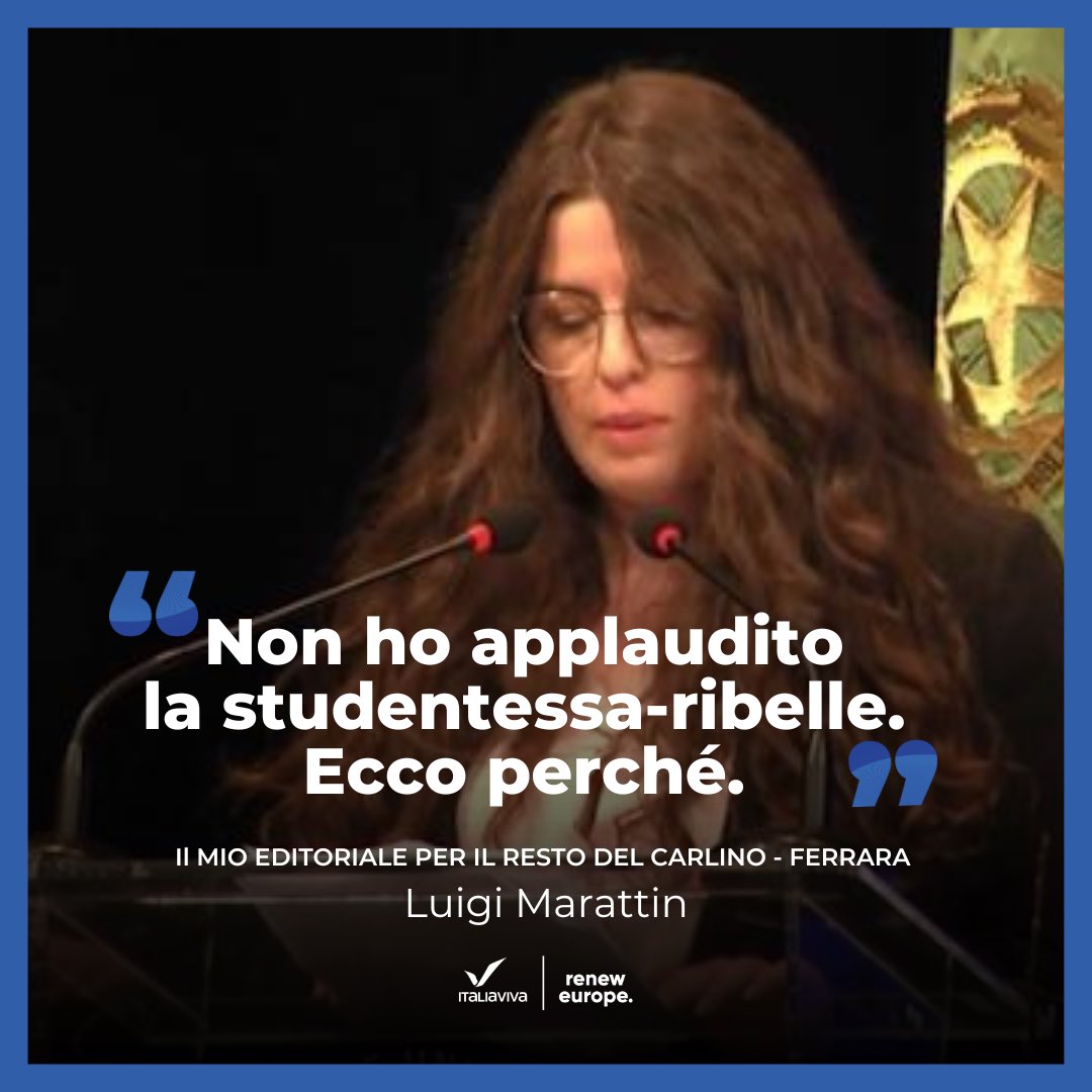 marattin's tweet photo. Non ho applaudito la studentessa-ribelle che ha parlato di fronte al Presidente della Repubblica all’inaugurazione dell’anno accademico dell’Università di Ferrara. Ho spiegato il perché in questo editoriale sul Il Resto del Carlino di Ferrara.

https://t.co/bIKYlhhZzp https://t.co/9gt9JeWAeZ