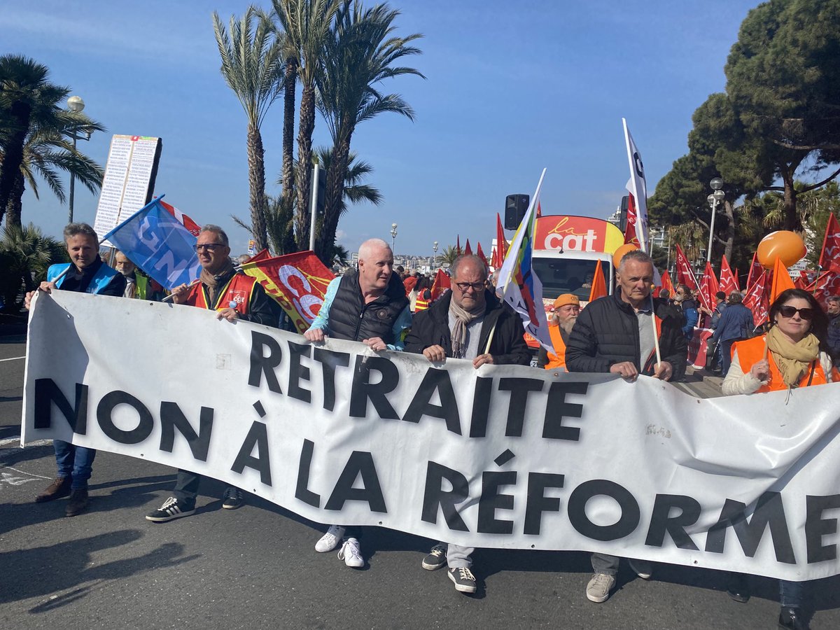 11e jour de mobilisation contre la réforme des retraites. Départ du cortège à Nice