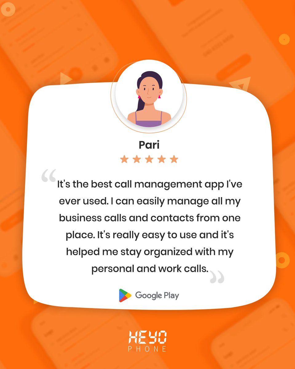 Heyo_biz's tweet image. With Heyo, manage business calls with ease!

App available on Playstore. Download now- bit.ly/3sq4V13

#userreview #heyophone #happyusers #googleplaystore #businessnumber #smallbusiness #growthtools #services #heyonumber #business #company #smallbiz #smallbusinessowner