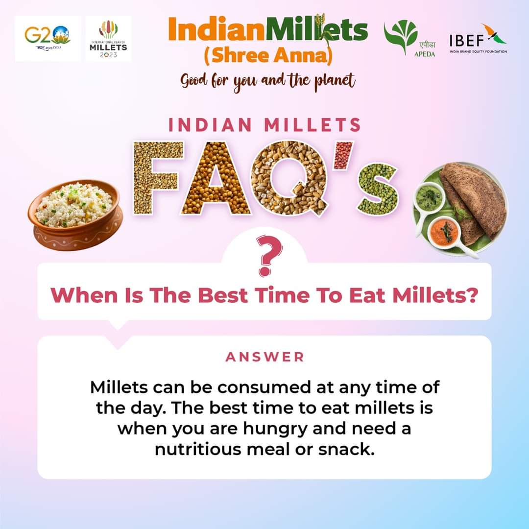 Brands_India's tweet photo. Millets contain 7-12% protein, 2-5% fat, 65-75% carbohydrates, and 15-20% dietary fibre making them an ideal choice.
Register Now for the Virtual Trade Fair for Millets: https://t.co/4Q63wT6dUS
#IndianMilletsExport #Loveformillets #MadeInIndia #IYM2023 #YearofMillets #APEDA https://t.co/5g55qdQ7or