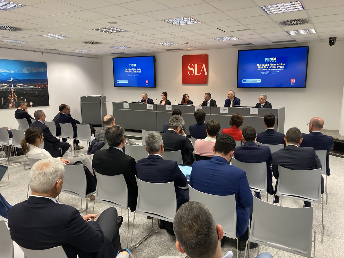 FENIX_LogistiX's tweet image. The Italian Rhine Alpine Pilot Site - Final Event was held on 31 March at Milan Malpensa airport. Partners presented the results of the pilot site and showed once again the important value of the project for the European TEN-T networks.  

#CEF #FENIXNetwork #FENIXProject