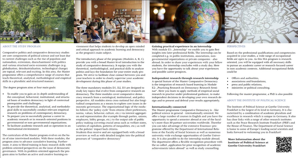 garritzmannj's tweet image. Very much looking forward to applications for the 2. cohort our new #Master program in #Comparative #Democracy! Application period May 1 - June 15. 
goethe-university-frankfurt.de/120773291/Mast…
#polsci #politicalscience #study #frankfurt