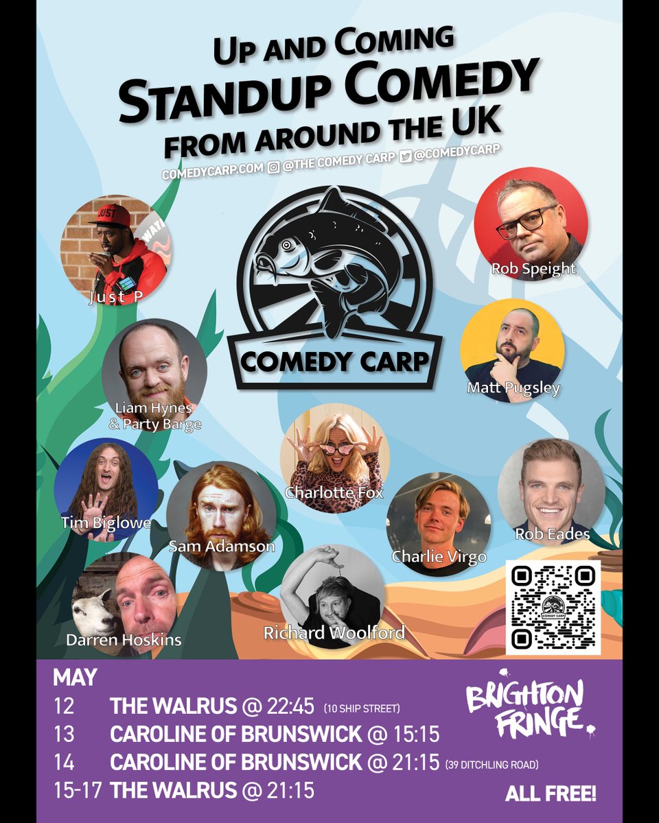 6 night, 11 acts and all for free! Please share, and come along and enjoy the best up and coming comedians from across the UK.
@brightonfringe
@brightonargus
@carolineofbrunswick @thewalrusbrighton #comedycarp #standupcomedy #newcomedy #brightonfringe