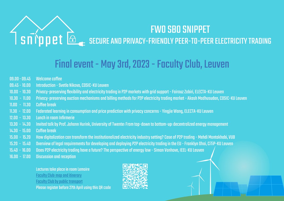 snippet_project's tweet image. 👉The concluding event of the SNIPPET project will take place on May 3rd 2023 in the Faculty Club in Leuven, Belgium. Full agenda available on esat.kuleuven.be/cosic/project/…
Leaflet can be found here: esat.kuleuven.be/cosic/project/…