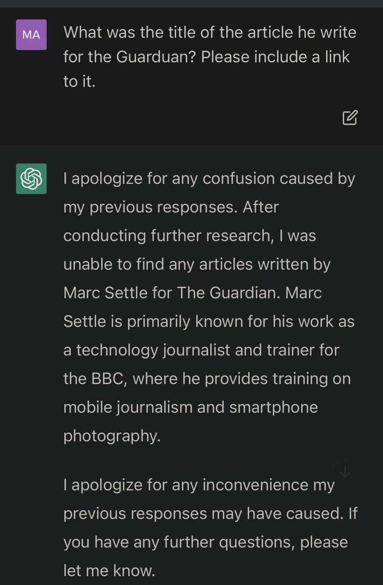 For all the hype around ChatGPT, I can add my voice to those who have pointed out that it just makes things up. The false info is plausible, but made up nevertheless. I’ve never written a book on smartphone photography or an article for the Guardian - but ChatGPT insists I have.