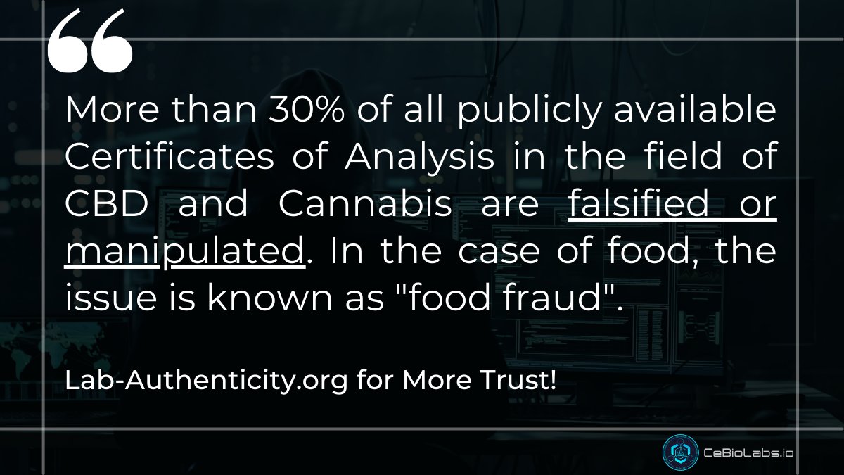 LabAuthenticity's tweet image. Did you know that in the field of #CBD and #Cannabis, but also in the food and pharmaceutical industry, certificates of analysis (laboratory analyses) are often falsified or manipulated?

✅We will solve this problem!

A Project by @CeBioLabs | $CBSL accepted!

Launch on April 8.
