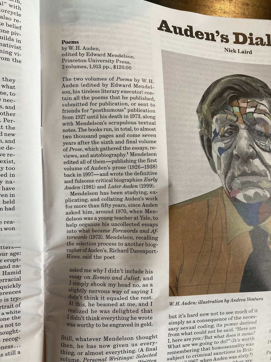 nemoloris's tweet photo. Nick Laird in the NYRB on 2000 pages of Auden. Is ‘fulsome’ ‘good’ again now then, as in ‘fulsome praise’. I sense its meaning bobs about. https://t.co/apBeDxxff7