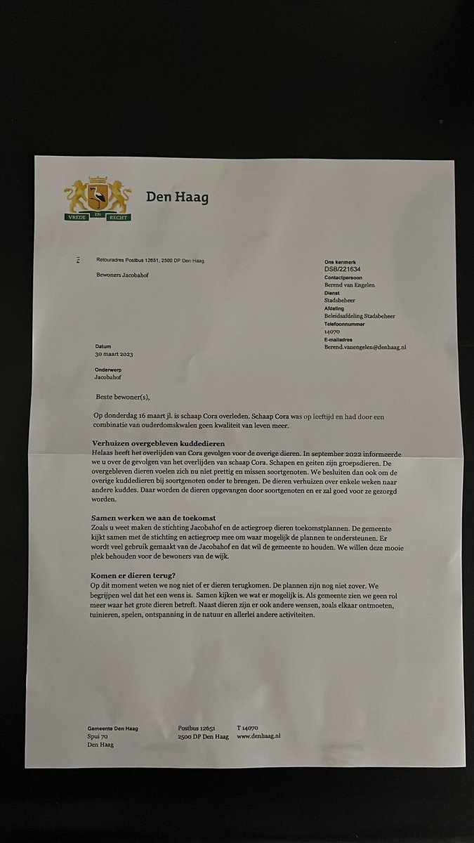 Een zwarte dag voor bewoners van de Jacobahof #RIPCORA