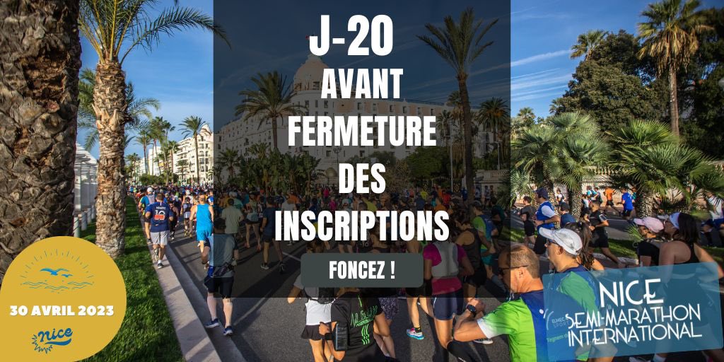 J-20 🔥🔥 avant fermeture des inscriptions du <a href="/SemiMarathon06/">Nice Semi-Marathon</a> ! Foncez ➡️nicesemimarathon.com #30avril <a href="/VilledeNice/">Ville de Nice</a> <a href="/ExploreNCA/">Explore Nice Côte d'Azur</a> <a href="/F3cotedazur/">France 3 Côte d'Azur</a> <a href="/VisitCotedazur/">Côte d'Azur France</a> <a href="/BFMCotedazur/">BFM Nice Côte d'Azur</a> <a href="/PetitesAffiches/">📙 Petites Affiches06</a> <a href="/Nice_Matin/">Nice-Matin</a> <a href="/RTL2officiel/">RTL2 🎸</a> <a href="/Dacia_FR/">Dacia France</a> <a href="/Runningconseil/">Runningconseil</a> <a href="/Interparking_FR/">Interparking_FR</a>