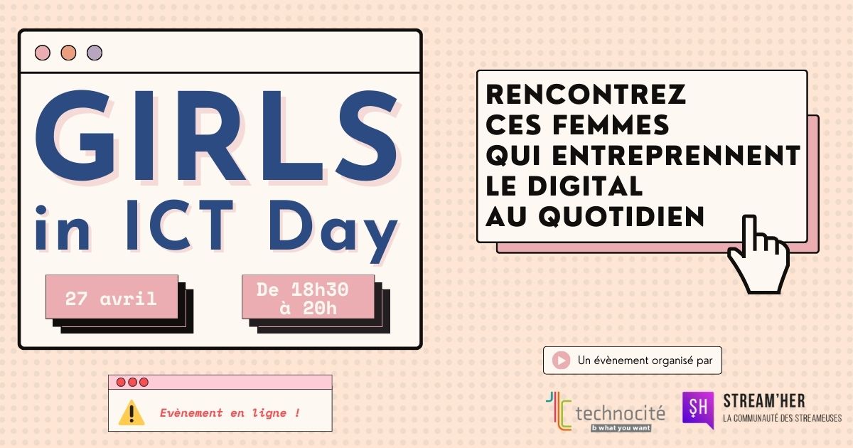 📌📆 Le 27 avril, c'est le 𝗚𝗶𝗿𝗹𝘀 𝗶𝗻 𝗜𝗖𝗧 𝗗𝗮𝘆 et Technocité y participe ! 👊 Avec un #live Twitch organisé de 18h30 à 20h sur la chaine de <a href="/Stream_Her/">Stream'Her</a>, notre partenaire pour l’événement ! Envie de nous rejoindre? ▶️Toutes les infos par ici : technocite.be/girls-in-ict-d…