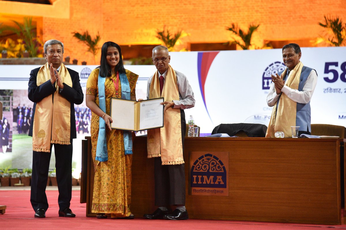 IIMAhmedabad's tweet photo. Congratulations to Shivani Dinesh Agarwal, Kaustubh Vyas and Sanket, who were awarded the Gold medal for their scholastic performance in the MBA-PGP Class of 2023. Dear Shivani, Kaustubh and Sanket, we wish you the very best.
#IIMAGoldmedalist #IIMA #IIMAPGP #IIMAConvocation https://t.co/GmPB8IiOKH