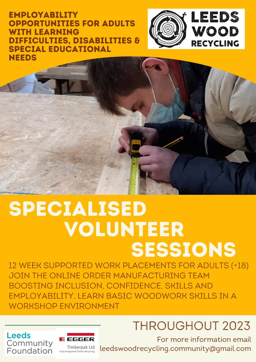 LeedsRecycling's tweet photo. We will soon have places on this great project. Email leedswoodrecycling.community@gmail.com for more details @JamyangLeeds @WellbeingNetwrk @kinderleeds @SlungLow @HolbeckTogether @DewsburyRoadHub @morleyhub @LinkingLeeds @valyouleeds @artsandminds @Leedscitycouncil https://t.co/gWj8HCMTKR