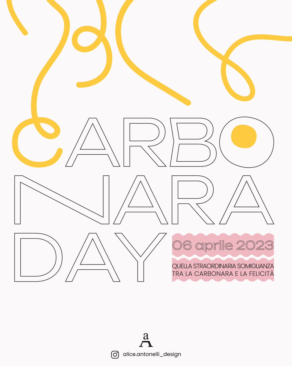 Meno vita amara
più carbonara 🍽️

instagram.com/alice.antonell…

#carbonaraday #carbonara #carbonarapasta #carbonararomana #pasta #pastalover #ricettadelgiorno #fame #poster #graficicreativi #graficiitaliani #graphicdesign #aliceantonelli #aliceantonelli_design #celebratingfood