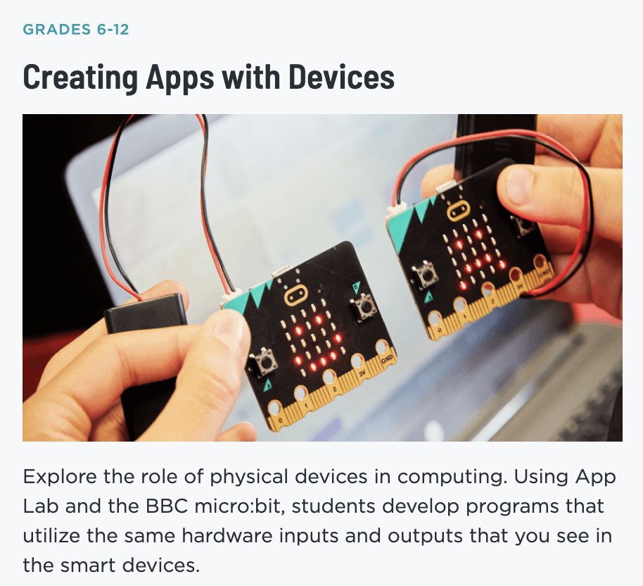 Micro:bit Educational Foundation (@microbit_edu) on Twitter photo 💫In the Creating Apps unit, students use <a href="/codeorg/">Code.org</a>'s App Lab & the micro:bit to develop programs that use the same hardware inputs & outputs that you see in smart devices🙌. Then they can make their own prototypes with everyday materials.
studio.code.org/s/microbit-202…
#microbit #coding 💫In the Creating Apps unit, students use <a href="/codeorg/">Code.org</a>'s App Lab & the micro:bit to develop programs that use the same hardware inputs & outputs that you see in smart devices🙌. Then they can make their own prototypes with everyday materials.
studio.code.org/s/microbit-202…
#microbit #coding
