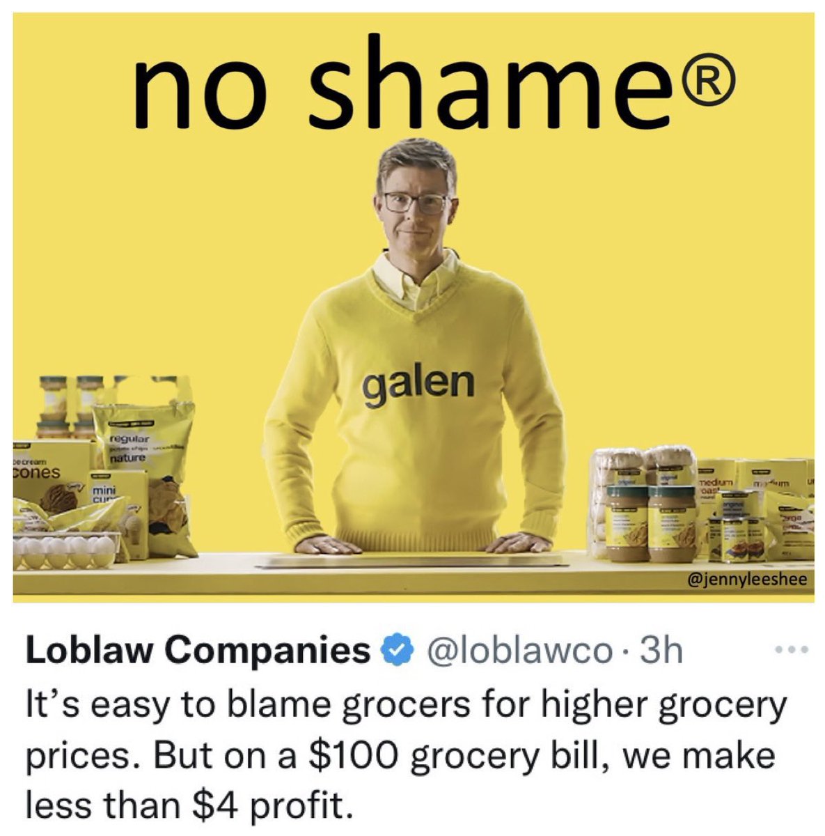 Galen Weston got a raise of $3M last year but wants you to know that he’s not making all that much off your grocery bill. No really. It’s someone else’s fault, folks.

#Galenflation