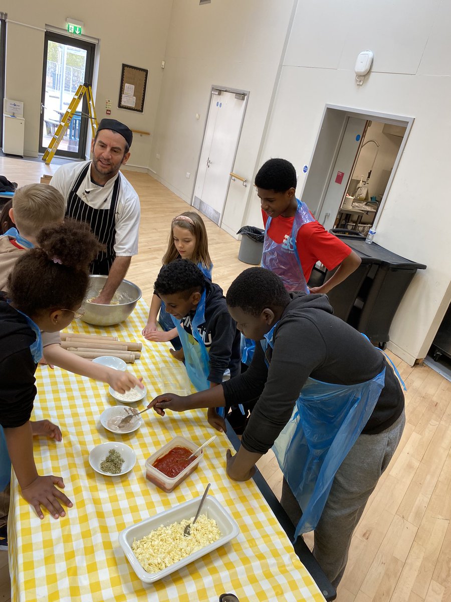 Chef Franco running a pizza making workshop with some of our children 🍕 #HAF2023 #EOFF2023