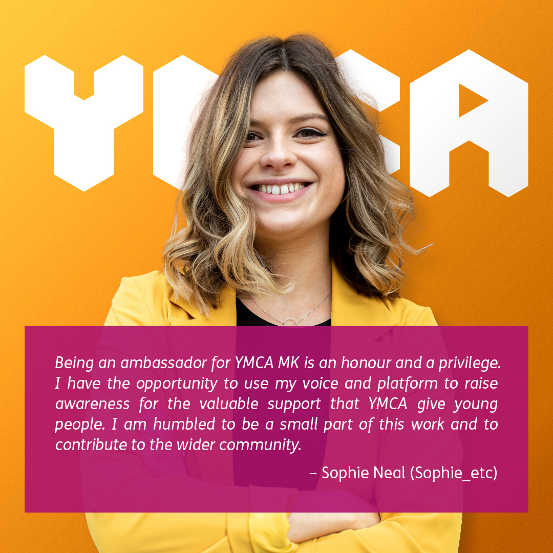 We are delighted that @sophie_etc_ is working with us as a #YMCAMK Ambassador and we are really excited to be working together 🙌. #YoungPeople #MiltonKeynes #CommunitySupport #ThankYou