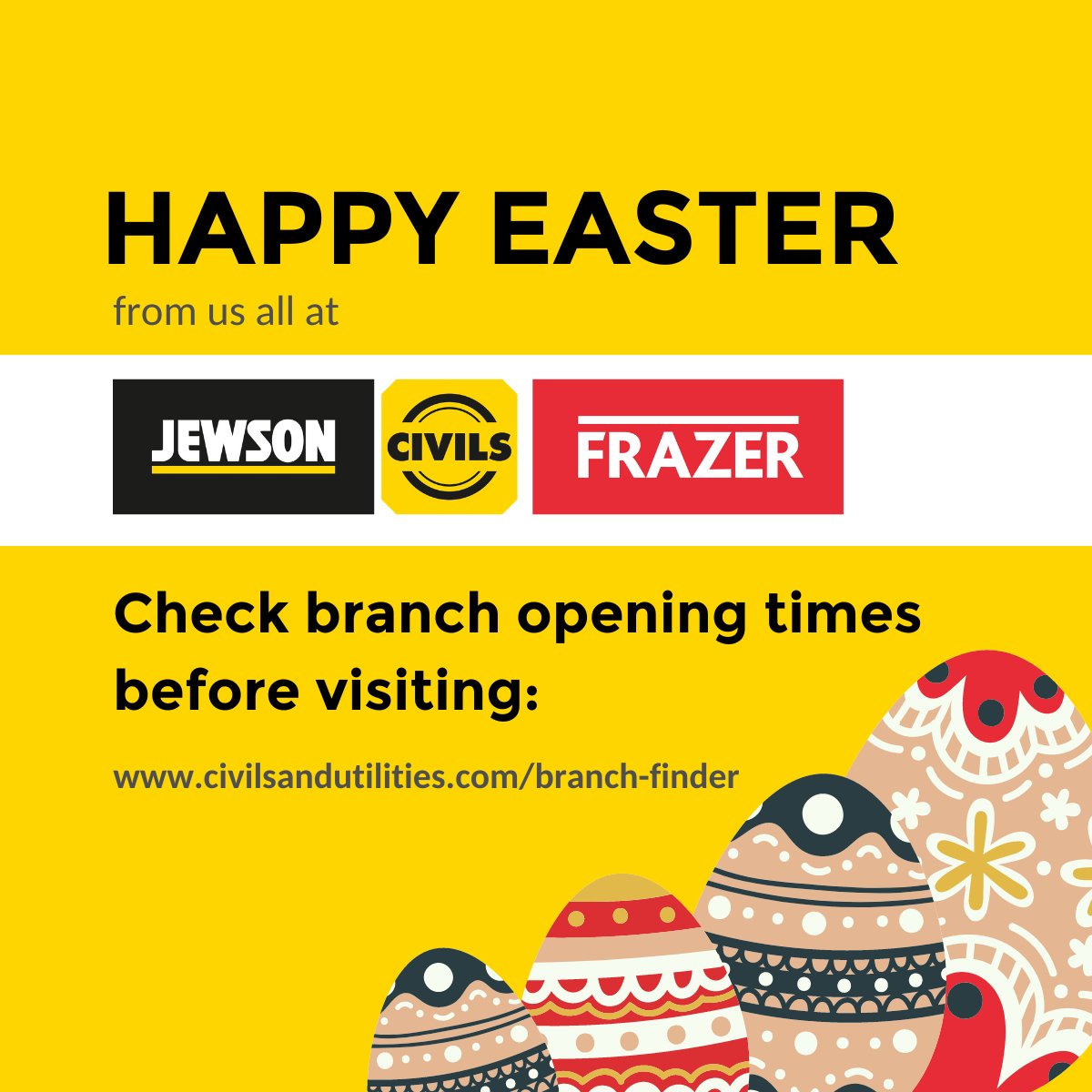 We want to wish you a #HappyEaster 🐇 and remind you to check our branch locator for opening hours before visiting because some of our branches have different opening hours during the holidays.

bit.ly/JCFBranchLocat…

#HaveABreak