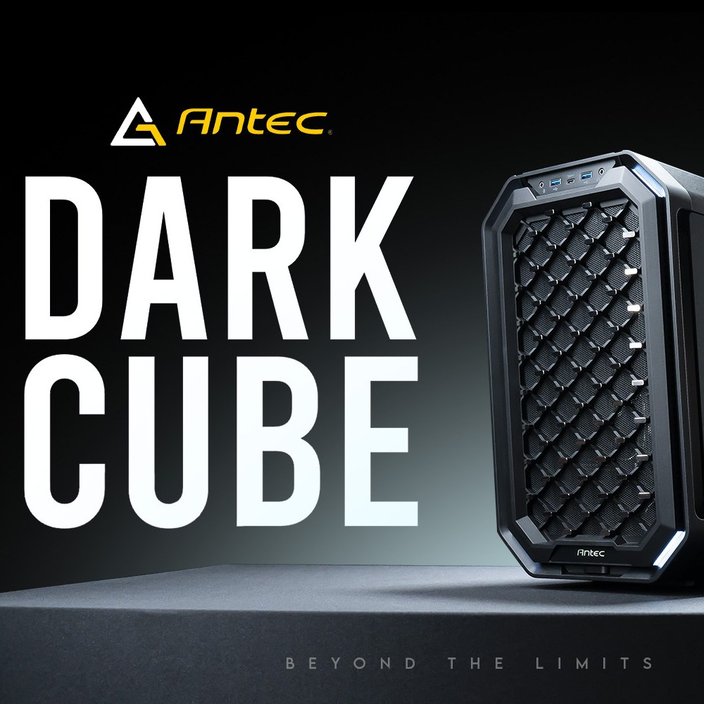 antec_india's tweet image. The #Antec Dark Cube case offers a compact and versatile design with support for full-size components and a tempered glass side panel. #PCCases #CustomPC