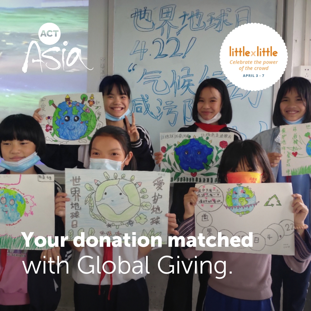 Tweet_ACTAsia's tweet photo. ⚠️ LESS THAN 24 HOURS LEFT TO MATCH YOUR DONATION!!⚠️ACTAsia has joined @GlobalGiving who support worldwide charity projects. April 3-7, all donations up to $50 will be matched at 50%. Donate to support our Caring for Life programme: https://t.co/0xfjETLaD6 #ACTAsia https://t.co/e05XZ01UkY