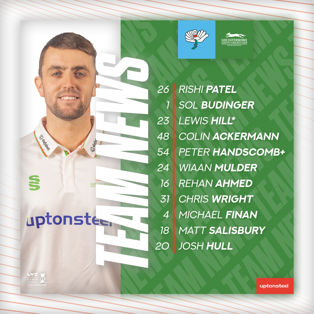 🪙 | 𝐓𝐎𝐒𝐒 &amp; 𝐓𝐄𝐀𝐌

Captain Lewis Hill calls correctly and elects to 𝐛𝐨𝐰𝐥 𝐟𝐢𝐫𝐬𝐭. 🎳

3⃣ debuts for the Foxes, as 𝐏𝐞𝐭𝐞𝐫 𝐇𝐚𝐧𝐝𝐬𝐜𝐨𝐦𝐛 (who will keep wicket), 𝐌𝐚𝐭𝐭 𝐒𝐚𝐥𝐢𝐬𝐛𝐮𝐫𝐲 and Academy graduate 𝐉𝐨𝐬𝐡 𝐇𝐮𝐥𝐥 all make the XI. 

🦊#YORvLEI