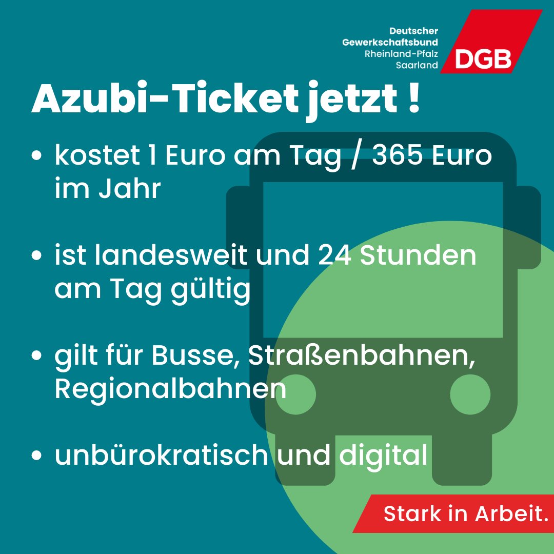 Das 49-Euro-Ticket greift – gerade für junge Menschen in der Ausbildung - nicht weit genug. Susanne Wingertszahn: "Wir brauchen dringend ein Azubi-Ticket."
rheinland-pfalz-saarland.dgb.de/presse/++co++5…
#azubiticket #ausbildung #azubis #mobilität #verkehrswende