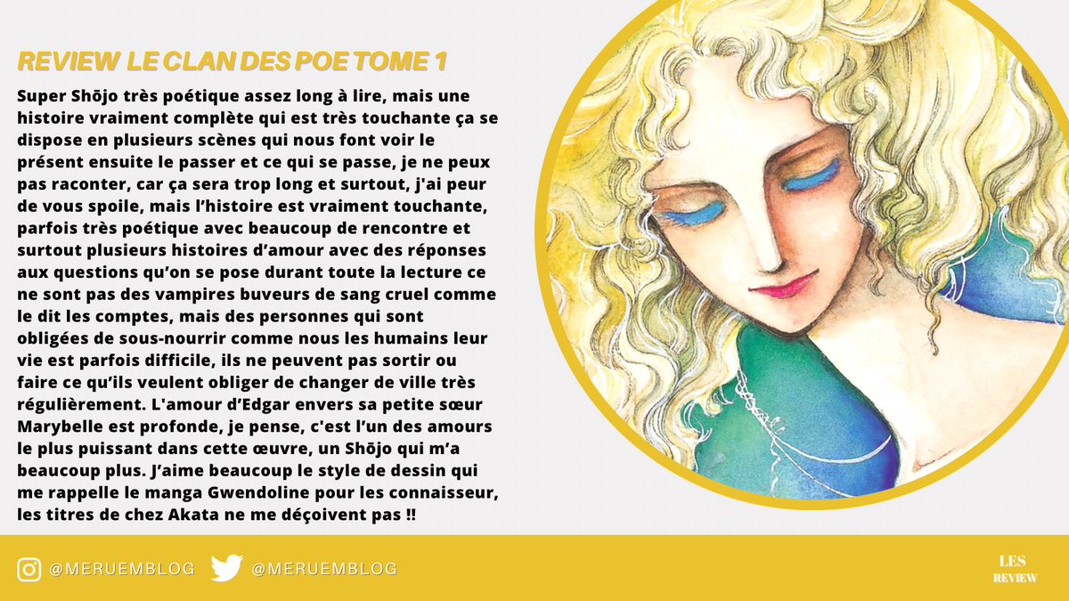 Meruemblog's tweet image. Nouvelle review sur le tome 1 du clan des poe des éditions @AKATAmanga que je remercie énormément pour l’envoi de ce Shojo

Vous pouvez aussi retrouver la review sur mon Instagram,mon blog et aussi sur @Babelio @gleephapp @Booknode