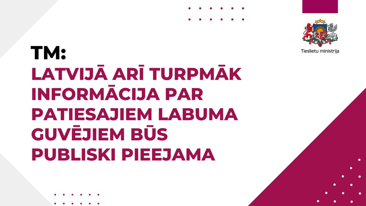 Tieslietas's tweet photo. ✅ @Tieslietas sadarbībā ar @uznemumureg  veica izvērtējumu par patieso labuma guvēju reģistra pieejamības ikvienai personai tiesisko regulējumu, ņemot vērā Eiropas Savienības Tiesas 22.11.2022. sprieduma atziņas. 

ℹ️ Plašāk:
https://t.co/LxI89qPT9S https://t.co/bHLzKRibr2