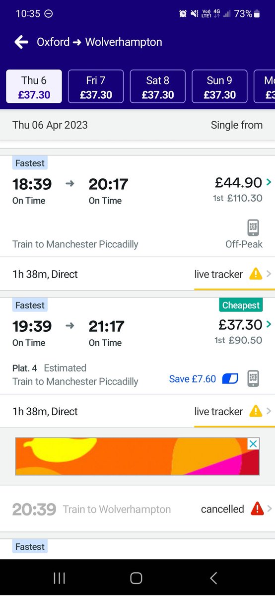 HancoHancock's tweet photo. @CrossCountryUK Please can you advise if the below 1839 train would be a valid travel option on my current ticket? I have a split save from Reading to Wolverhampton, but hoping that by going from Oxford instead I can miss the delay! https://t.co/rwD0MaTE4z